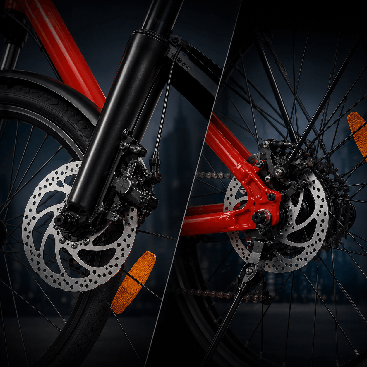 Front and rear disc brakes